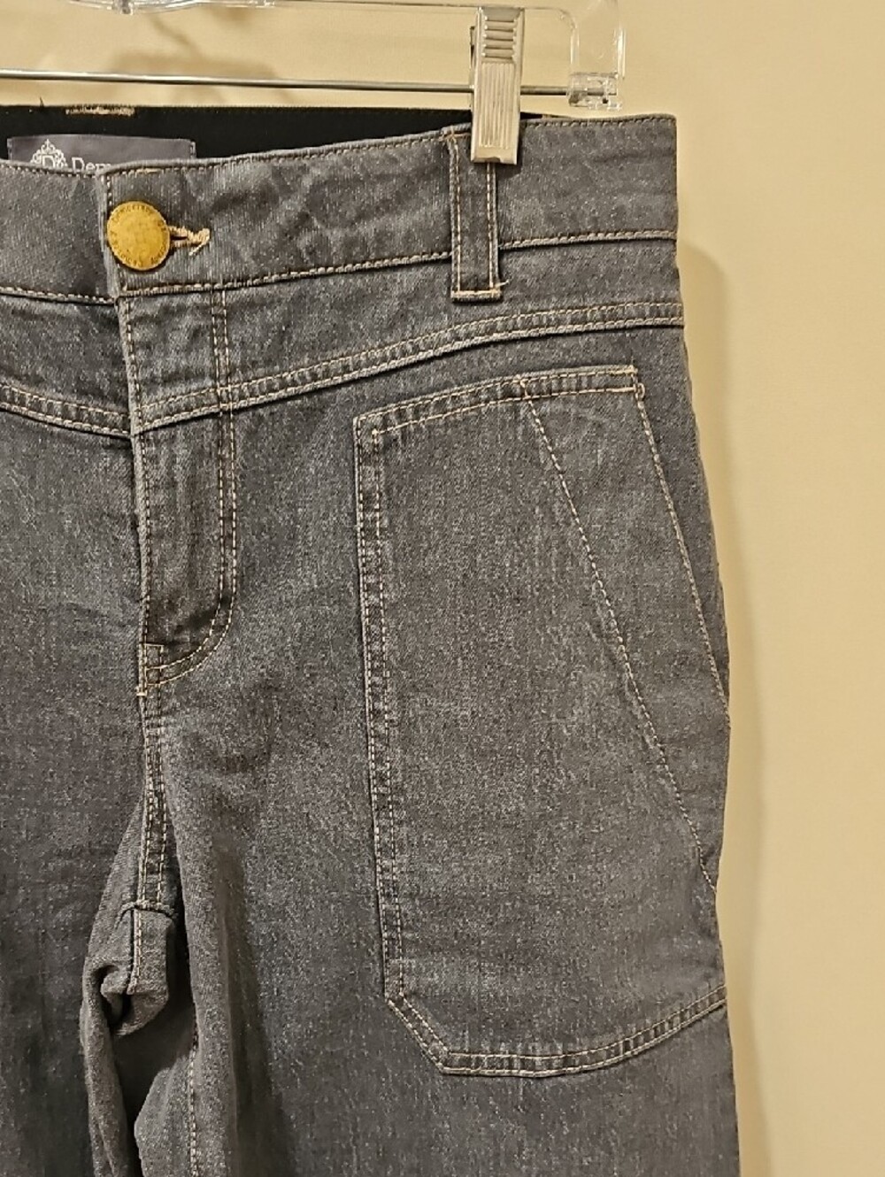 Democracy High Waist Wide Leg Carpenter Jeans; EUC; Size 8; Grey - Picture 8 of 12